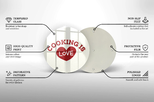 Steklena podloga za rezanje Cooking is love