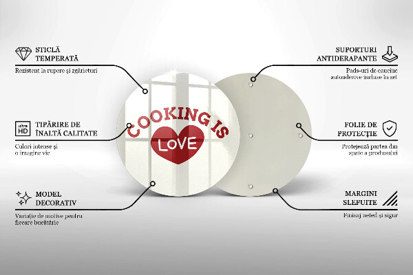 Steklena podloga za rezanje Cooking is love