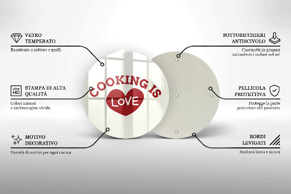 Steklena podloga za rezanje Cooking is love