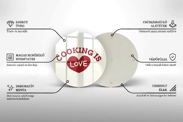 Steklena podloga za rezanje Cooking is love