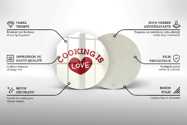 Steklena podloga za rezanje Cooking is love