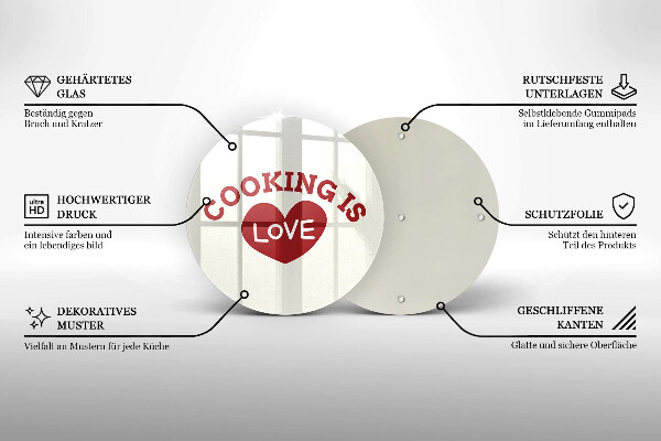 Steklena podloga za rezanje Cooking is love
