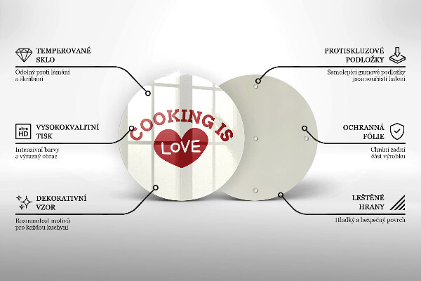 Steklena podloga za rezanje Cooking is love