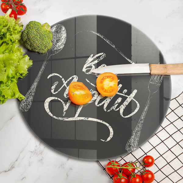 Steklena podloga za rezanje Napis Bon Appetit