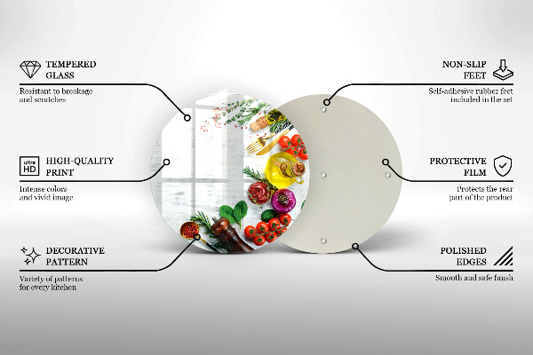 Steklena podloga za rezanje Zelenjava in začimbe