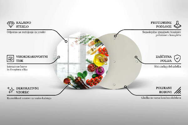 Steklena podloga za rezanje Zelenjava in začimbe
