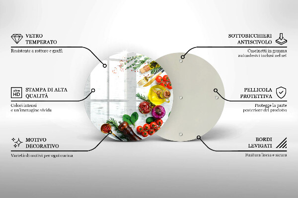 Steklena podloga za rezanje Zelenjava in začimbe