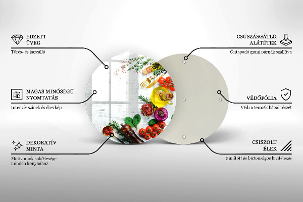 Steklena podloga za rezanje Zelenjava in začimbe