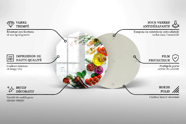 Steklena podloga za rezanje Zelenjava in začimbe