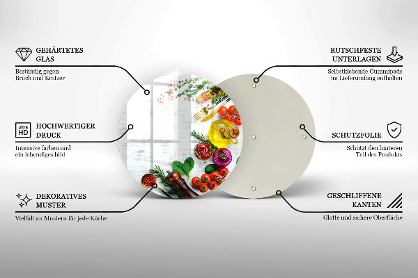 Steklena podloga za rezanje Zelenjava in začimbe