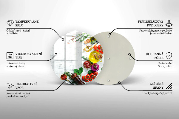 Steklena podloga za rezanje Zelenjava in začimbe