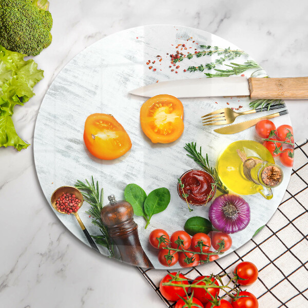 Steklena podloga za rezanje Zelenjava in začimbe