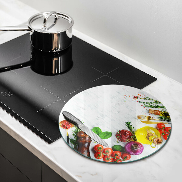 Steklena podloga za rezanje Zelenjava in začimbe