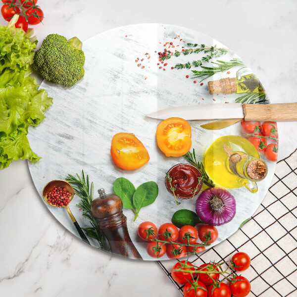 Steklena podloga za rezanje Zelenjava in začimbe