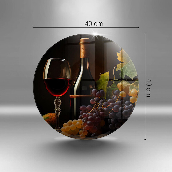 Steklena podloga za rezanje Kozarec vina in grozdje