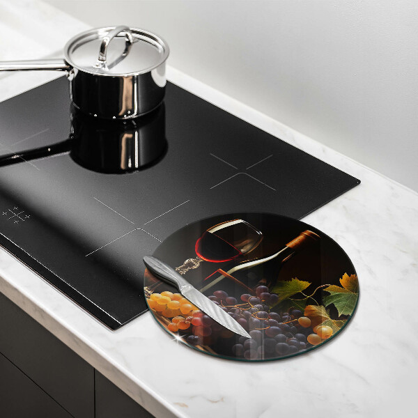 Steklena podloga za rezanje Kozarec vina in grozdje