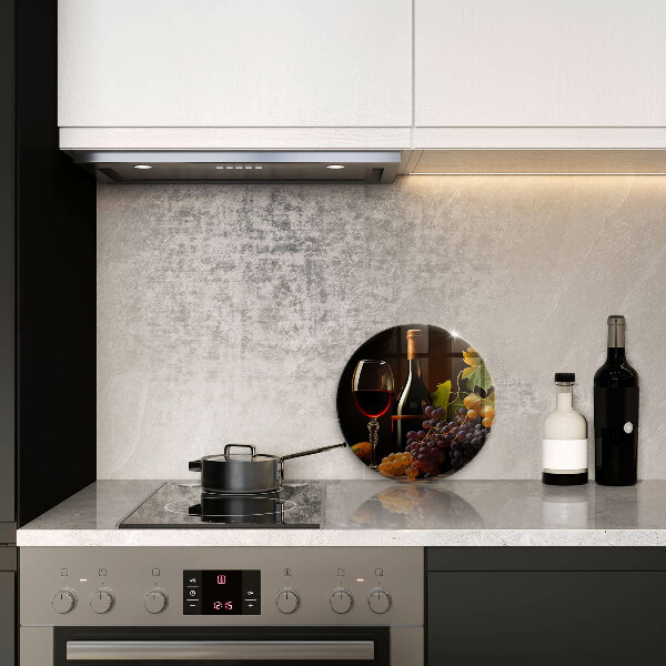 Steklena podloga za rezanje Kozarec vina in grozdje