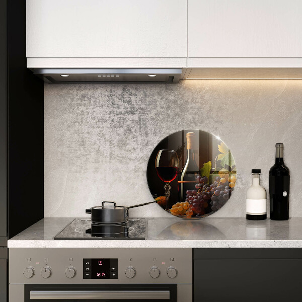 Steklena podloga za rezanje Kozarec vina in grozdje