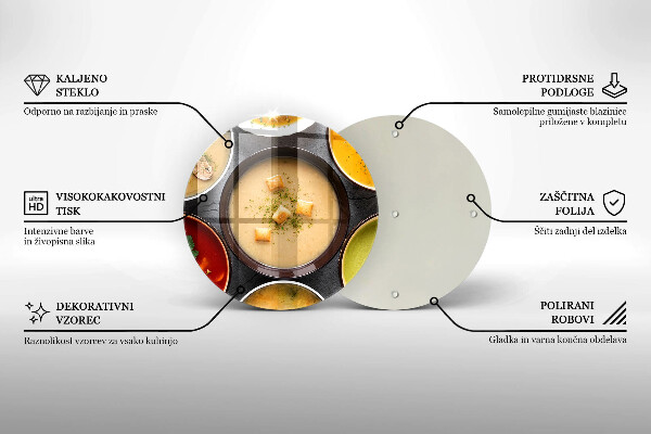 Steklena podloga za rezanje Pisane juhe