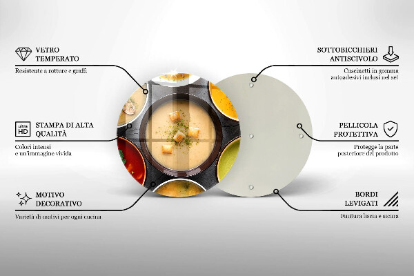 Steklena podloga za rezanje Pisane juhe