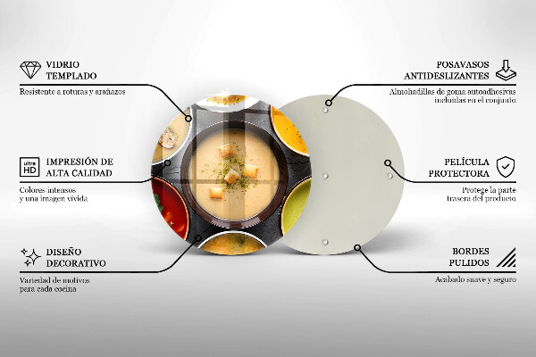 Steklena podloga za rezanje Pisane juhe
