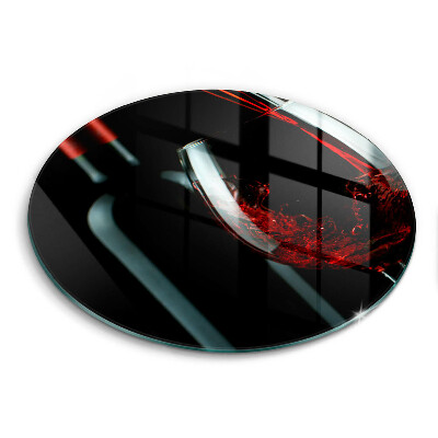 Steklena podloga za rezanje Vinska steklenica in kozarec