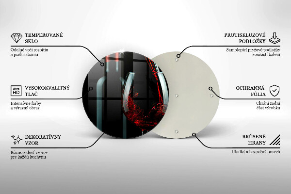 Steklena podloga za rezanje Vinska steklenica in kozarec