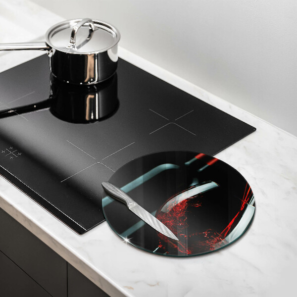 Steklena podloga za rezanje Vinska steklenica in kozarec