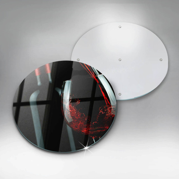 Steklena podloga za rezanje Vinska steklenica in kozarec