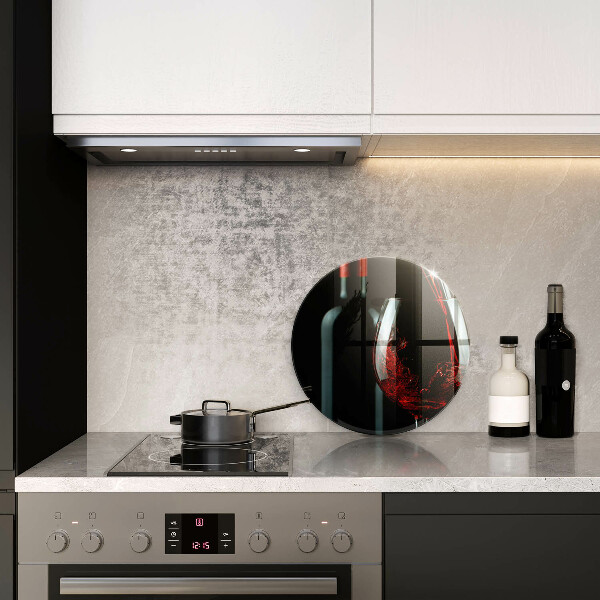 Steklena podloga za rezanje Vinska steklenica in kozarec