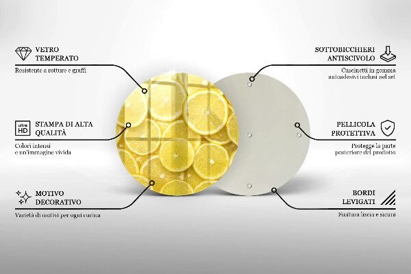 Steklena podloga za rezanje Sadež limone