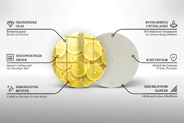 Steklena podloga za rezanje Sadež limone