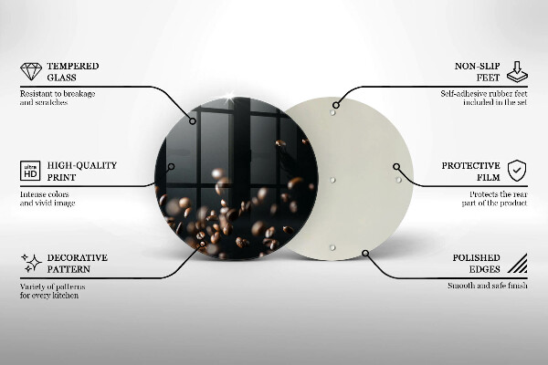 Steklena podloga za rezanje Padajoča kavna zrna