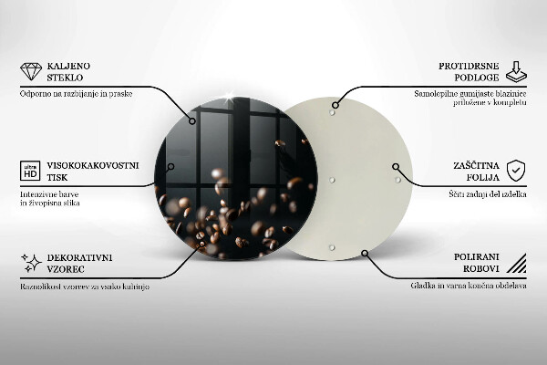 Steklena podloga za rezanje Padajoča kavna zrna