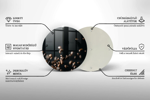 Steklena podloga za rezanje Padajoča kavna zrna