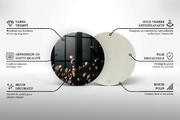 Steklena podloga za rezanje Padajoča kavna zrna