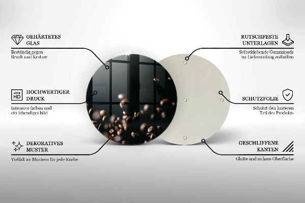 Steklena podloga za rezanje Padajoča kavna zrna