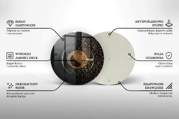 Steklena podloga za rezanje Kava in fižol