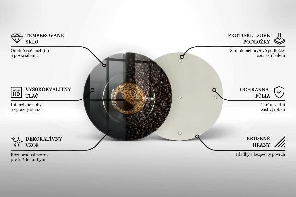 Steklena podloga za rezanje Kava in fižol