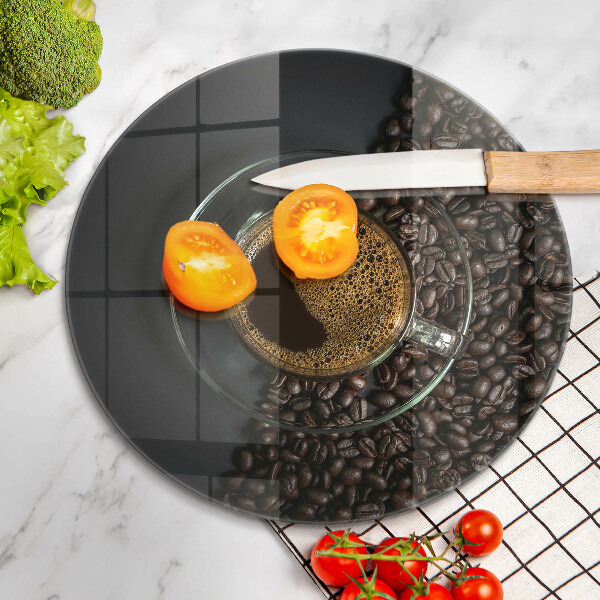 Steklena podloga za rezanje Kava in fižol