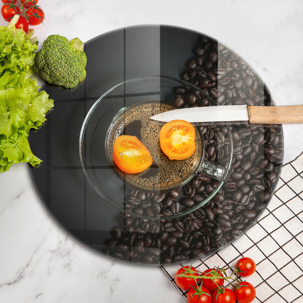 Steklena podloga za rezanje Kava in fižol