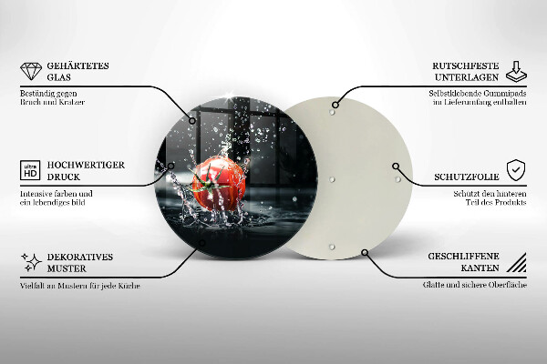 Steklena podloga za rezanje Paradižnik v vodi