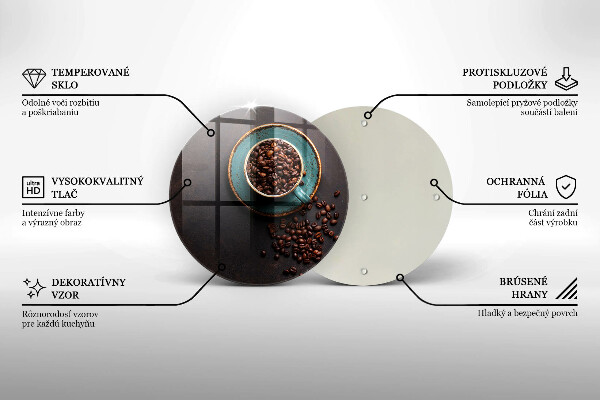 Steklena podloga za rezanje Skodelica kavnih zrn