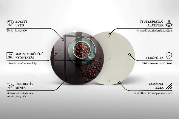 Steklena podloga za rezanje Skodelica kavnih zrn