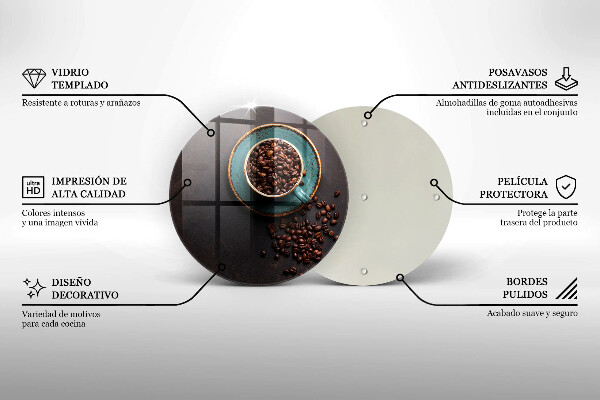 Steklena podloga za rezanje Skodelica kavnih zrn