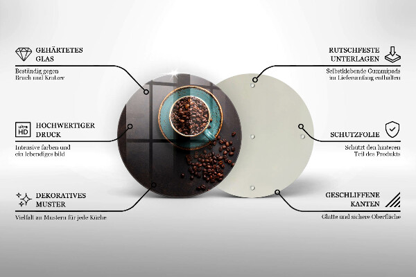 Steklena podloga za rezanje Skodelica kavnih zrn
