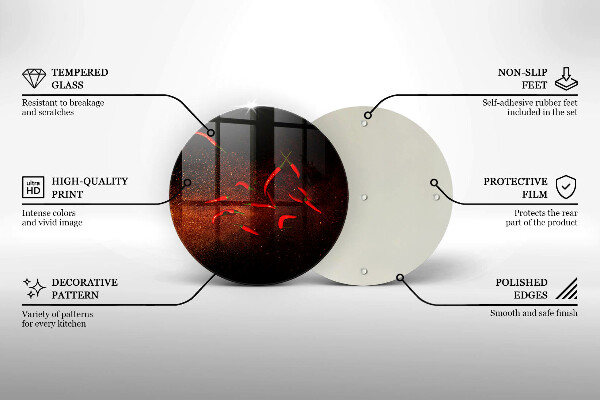 Steklena podloga za rezanje Pekoče čili paprike