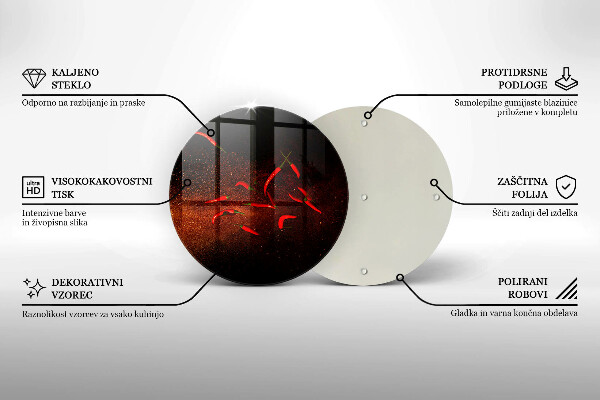 Steklena podloga za rezanje Pekoče čili paprike