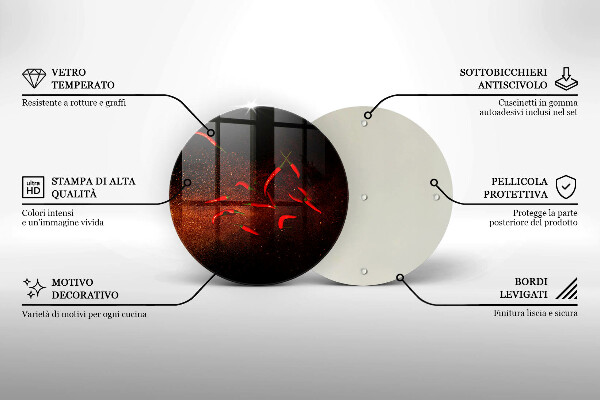Steklena podloga za rezanje Pekoče čili paprike