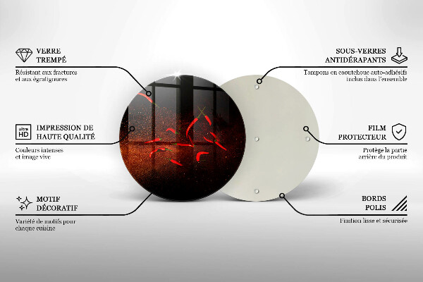 Steklena podloga za rezanje Pekoče čili paprike